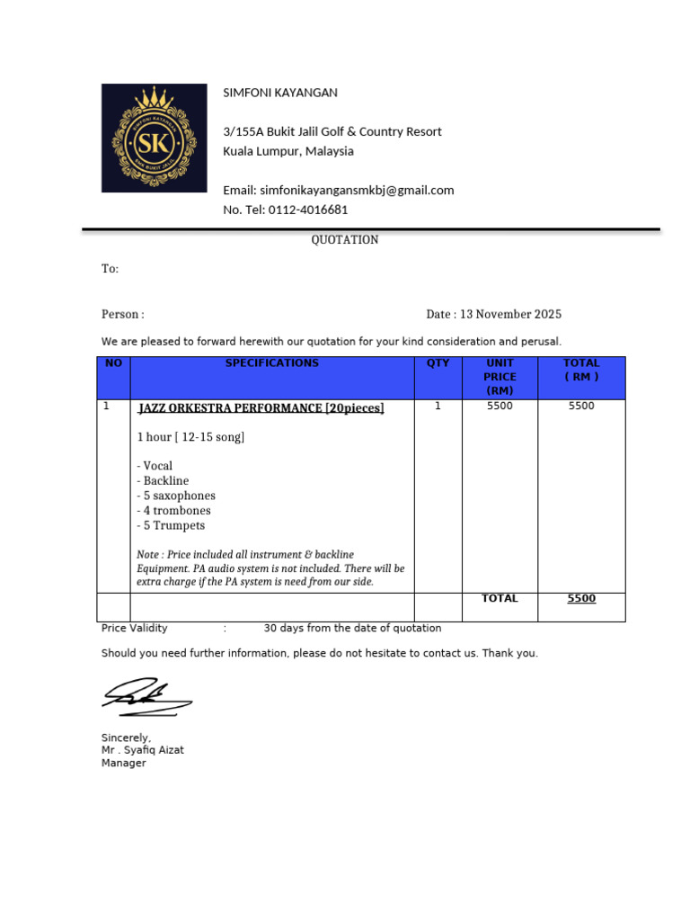 Quotation Jazz Orchestra | PDF