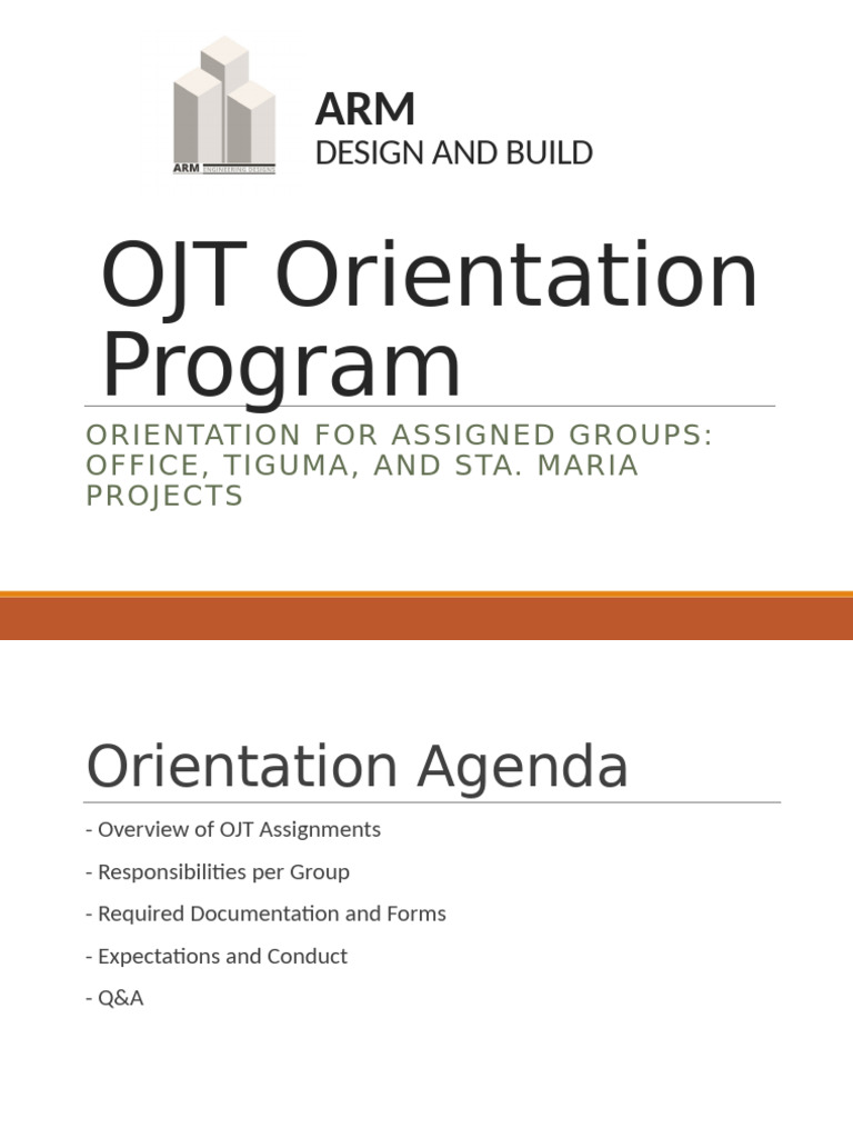 OJT Orientation for Construction Projects | PDF
