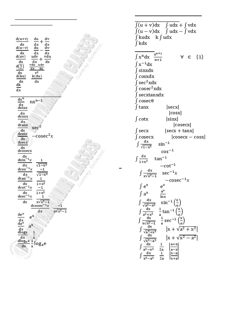 Mathematics Formulla | PDF | Mathematics