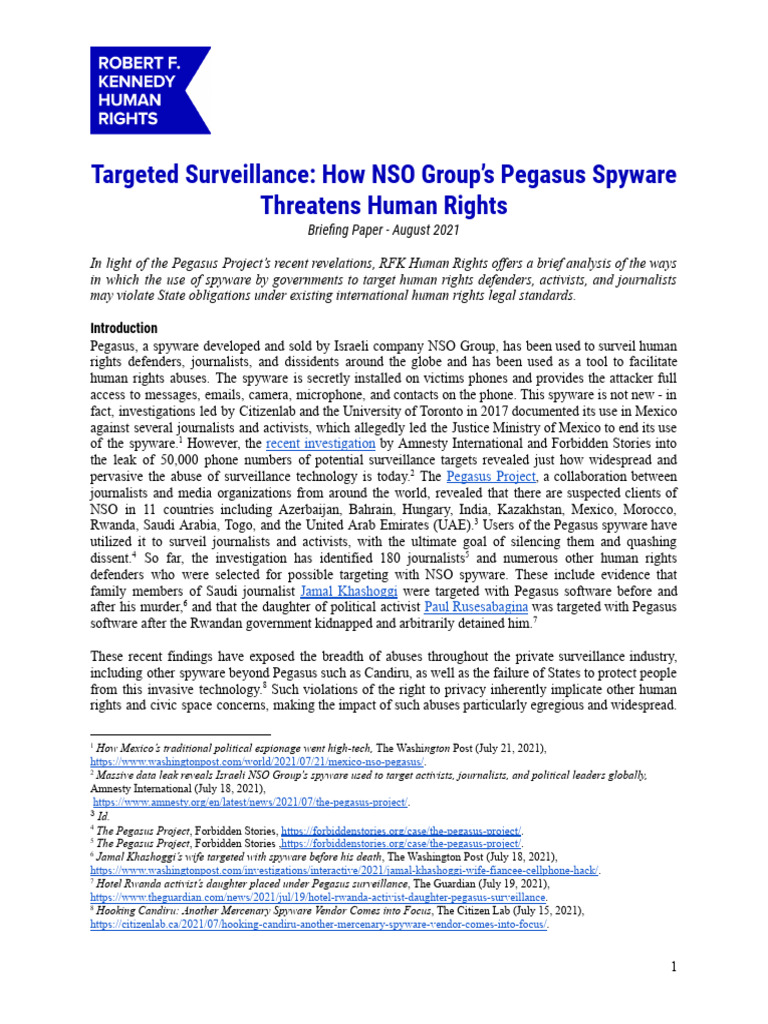 IHRL and Targeted Unlawful Surveillance Briefing Paper | PDF | National ...