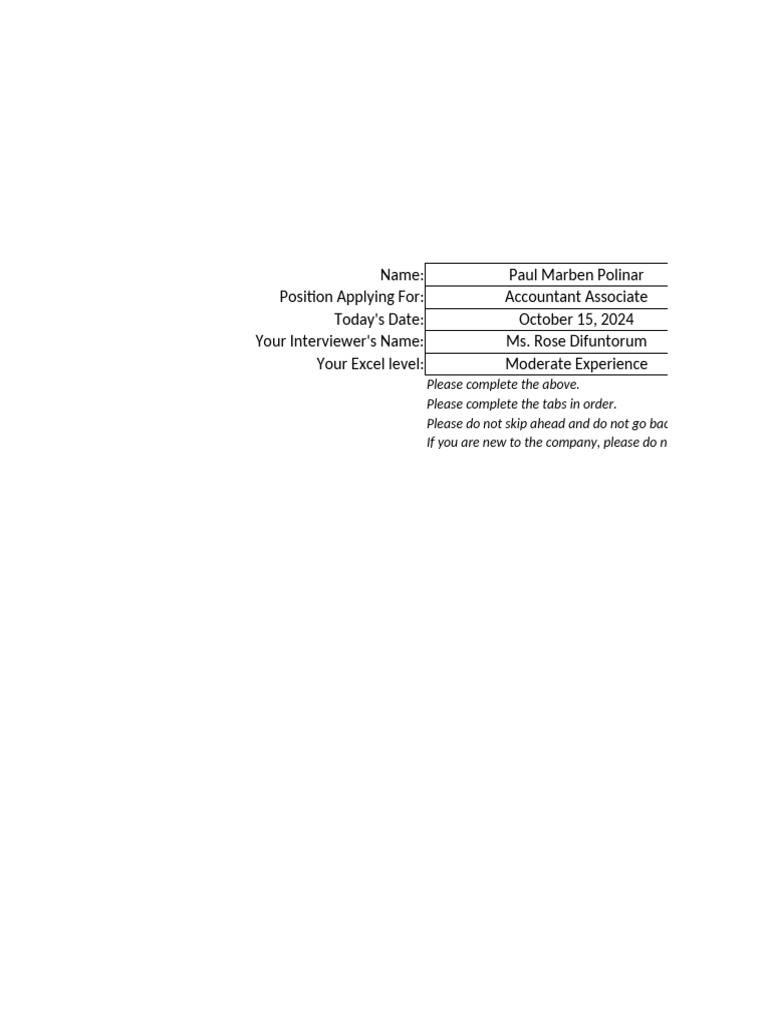 FA Test 01 - Excel Test_Paul | PDF | Income | Economies