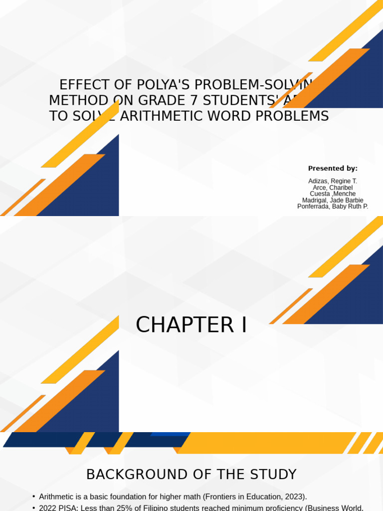 Effect of Polyas Problem Solving Method On Grade 7 Studens Ability To ...