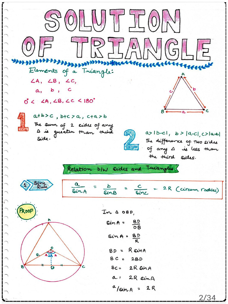 Solutions of Triangles Synopsis and Deepthi Mains | PDF