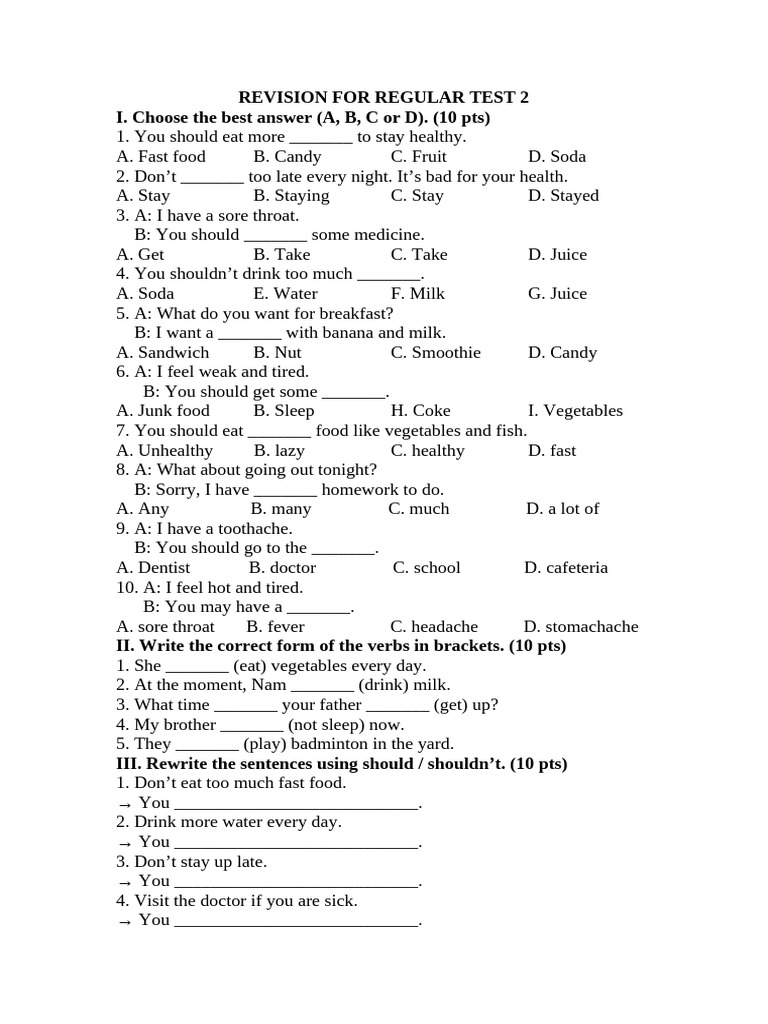Health and Wellness Test Revision | PDF | Soft Drink | Cuisine