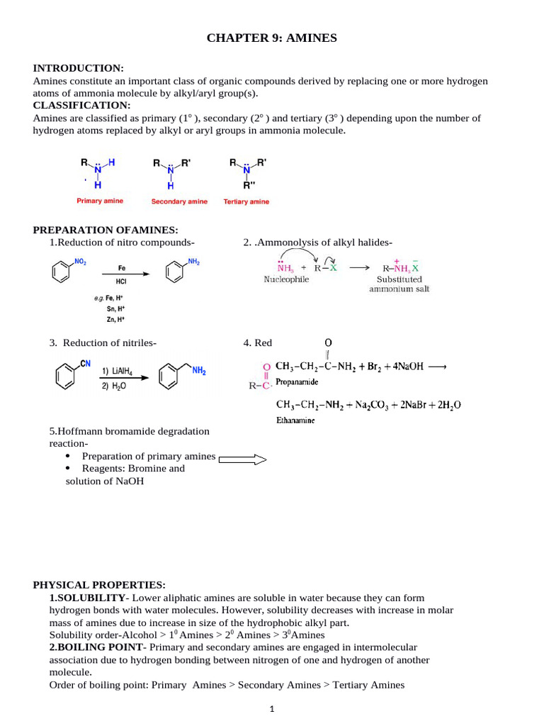 Understanding Amines: Types and Reactions | PDF | Amine | Atoms