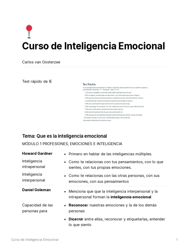 Curso de Inteligencia Emocional | PDF | Las emociones | Inteligencia ...