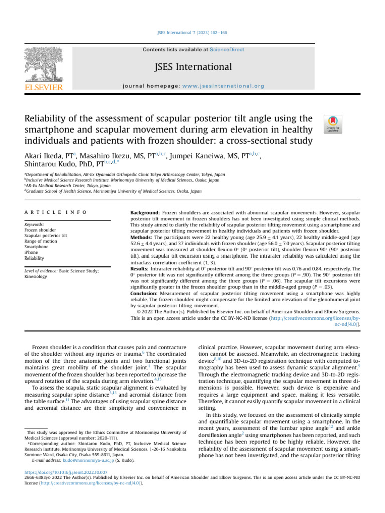 Reliability of The Assessment of Scapular Posterio | PDF | Anatomical ...