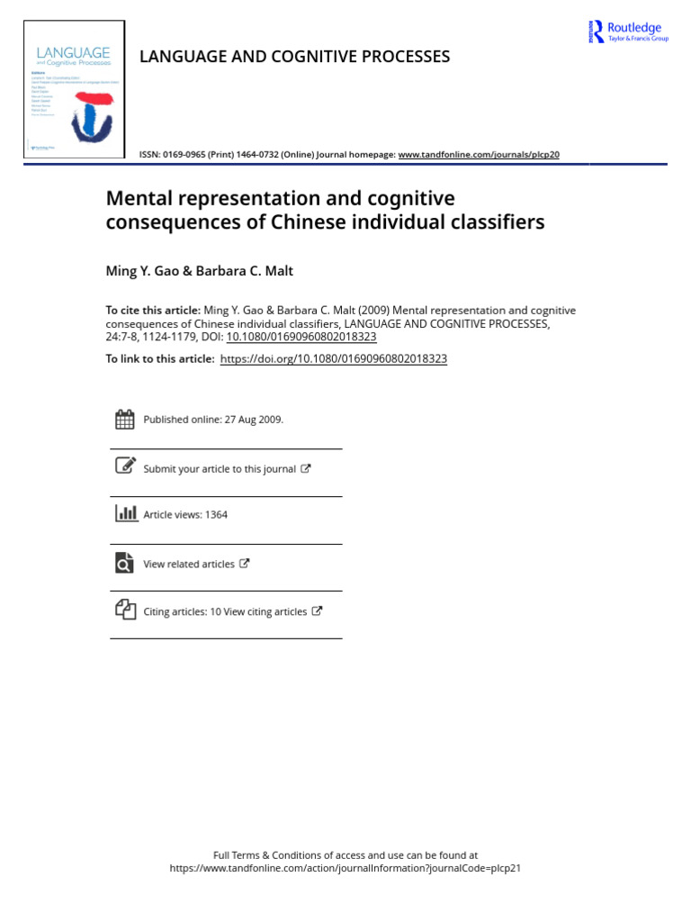 Cognitive Effects of Chinese Classifiers | PDF | Experiment | Standard ...