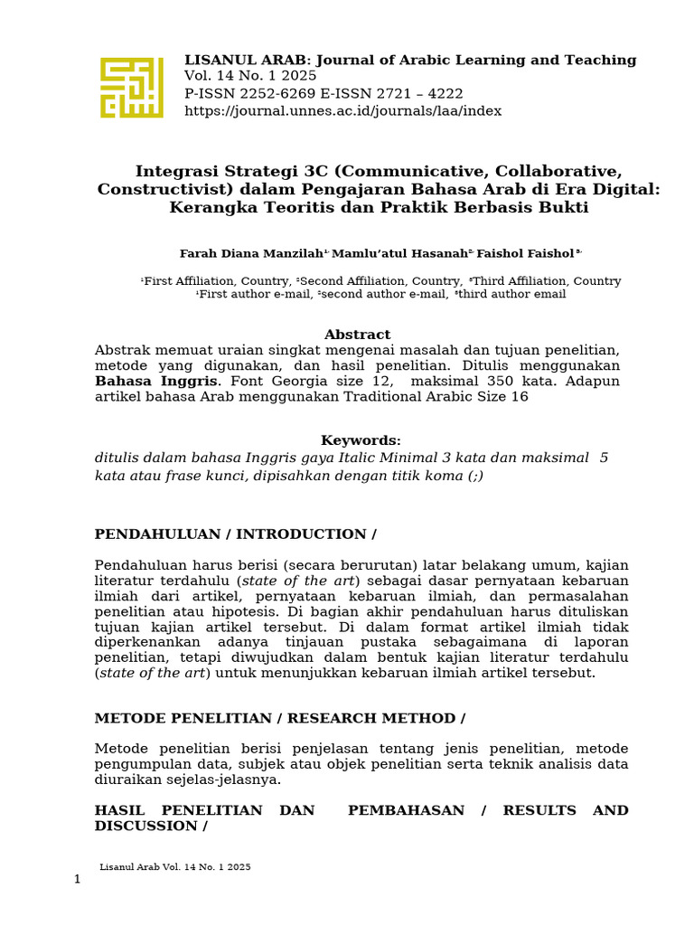 Strategi 3C dalam Pengajaran Bahasa Arab | PDF