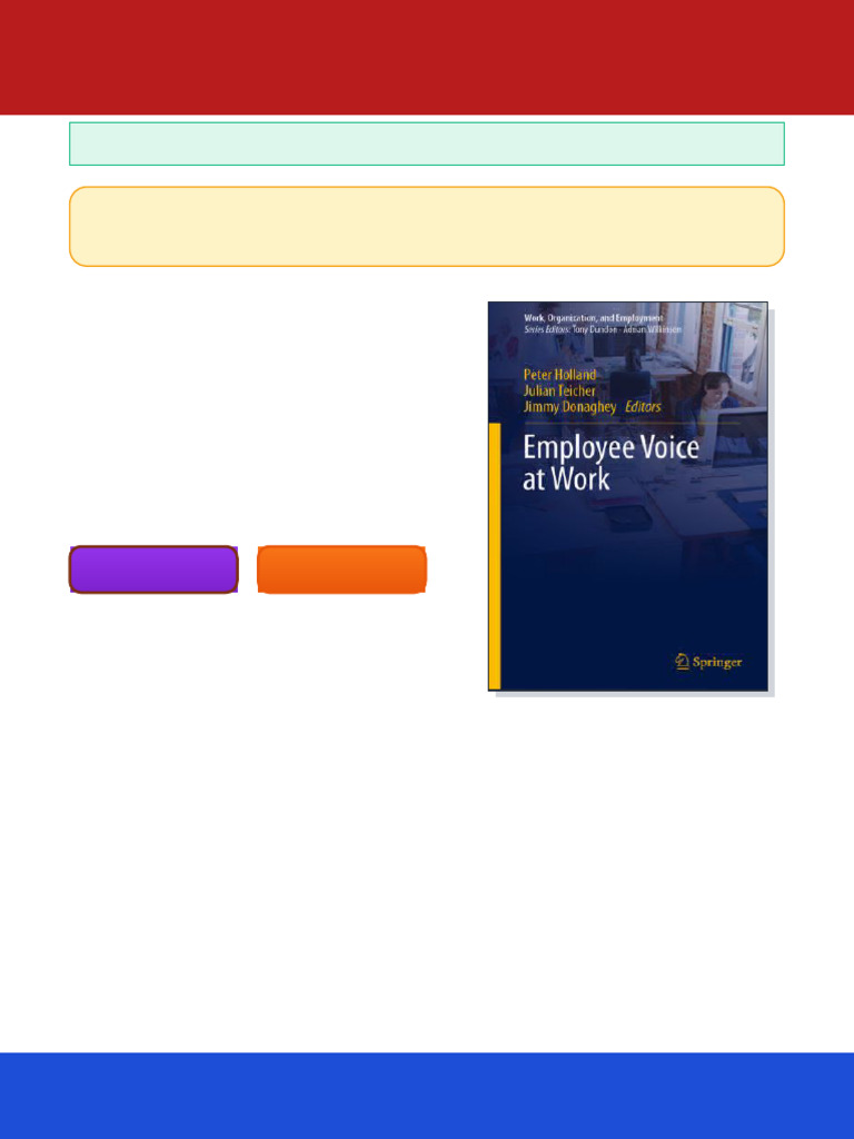 Employee Voice at Work Peter Holland ebook full reference edition | PDF ...