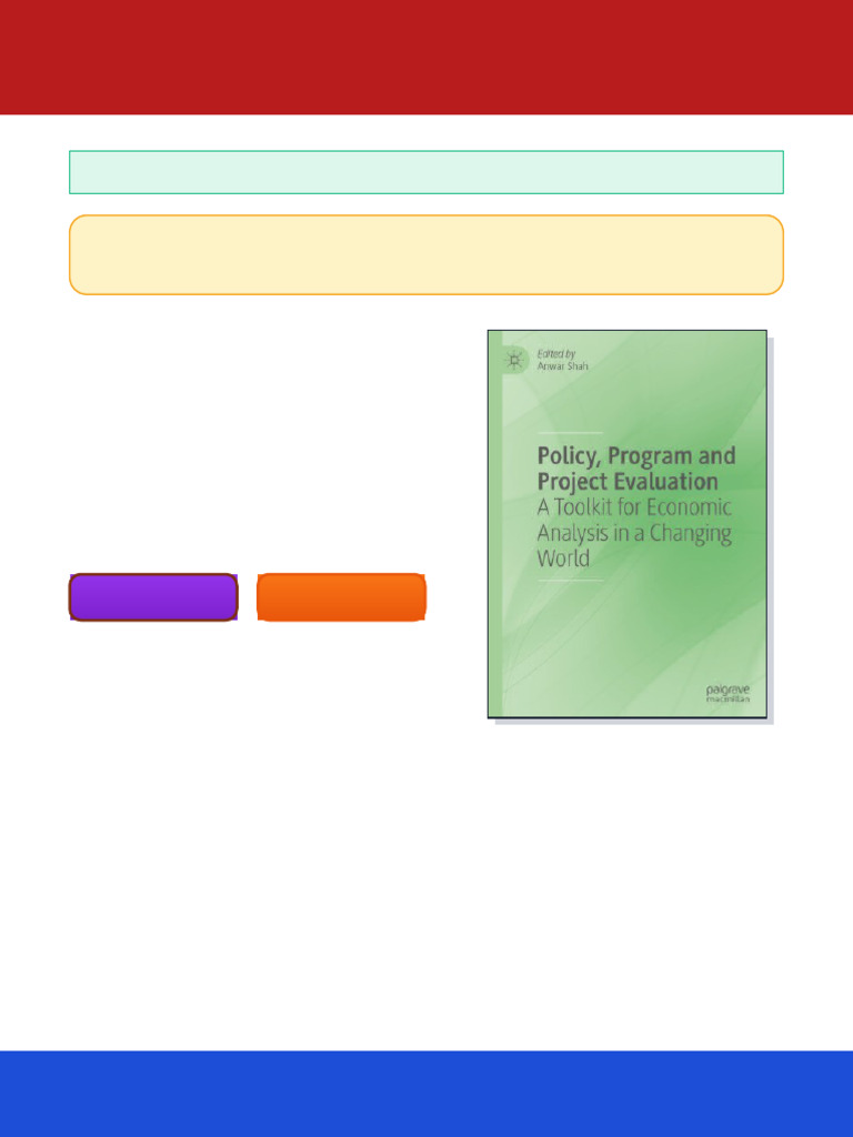 Policy, Program and Project Evaluation: A Toolkit for Economic Analysis ...
