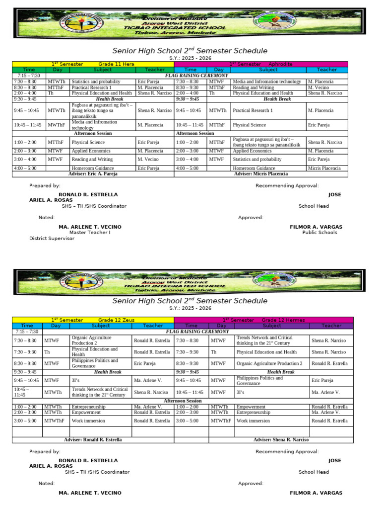 Sched Shs Final | PDF