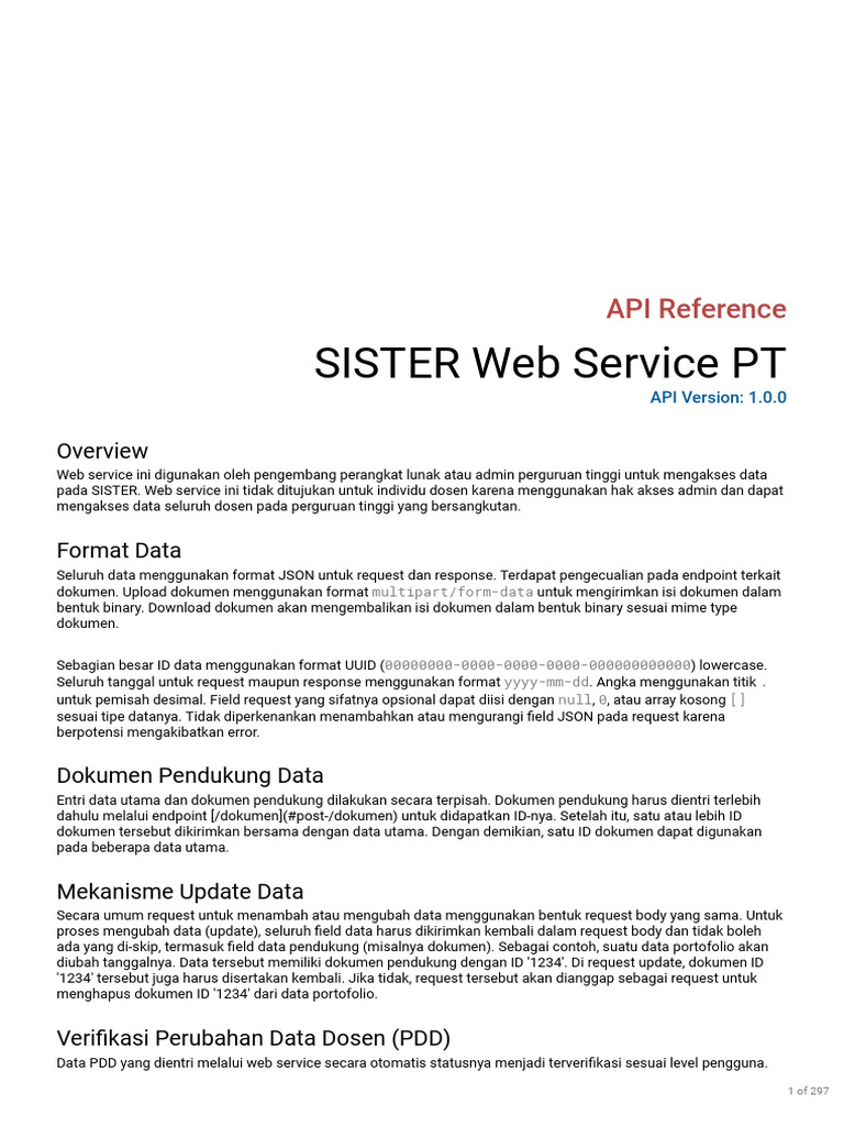 API SISTER Web Service 1.0.0 | PDF
