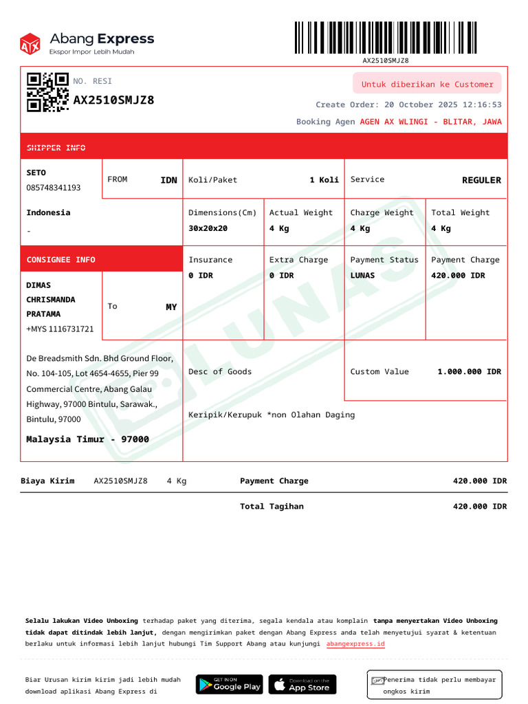 Resi Order AX2510SMJZ8 A4 Paid Unmasked | PDF