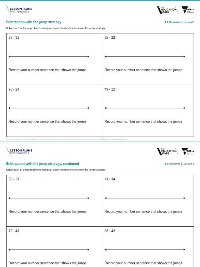Subtraction Jump Strategy Lesson | PDF