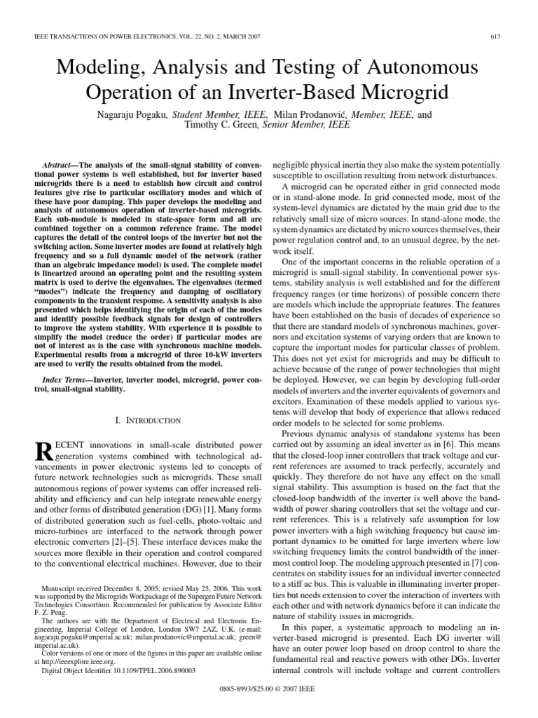 Inverter-Based Microgrid Stability Analysis | PDF | Power Inverter ...