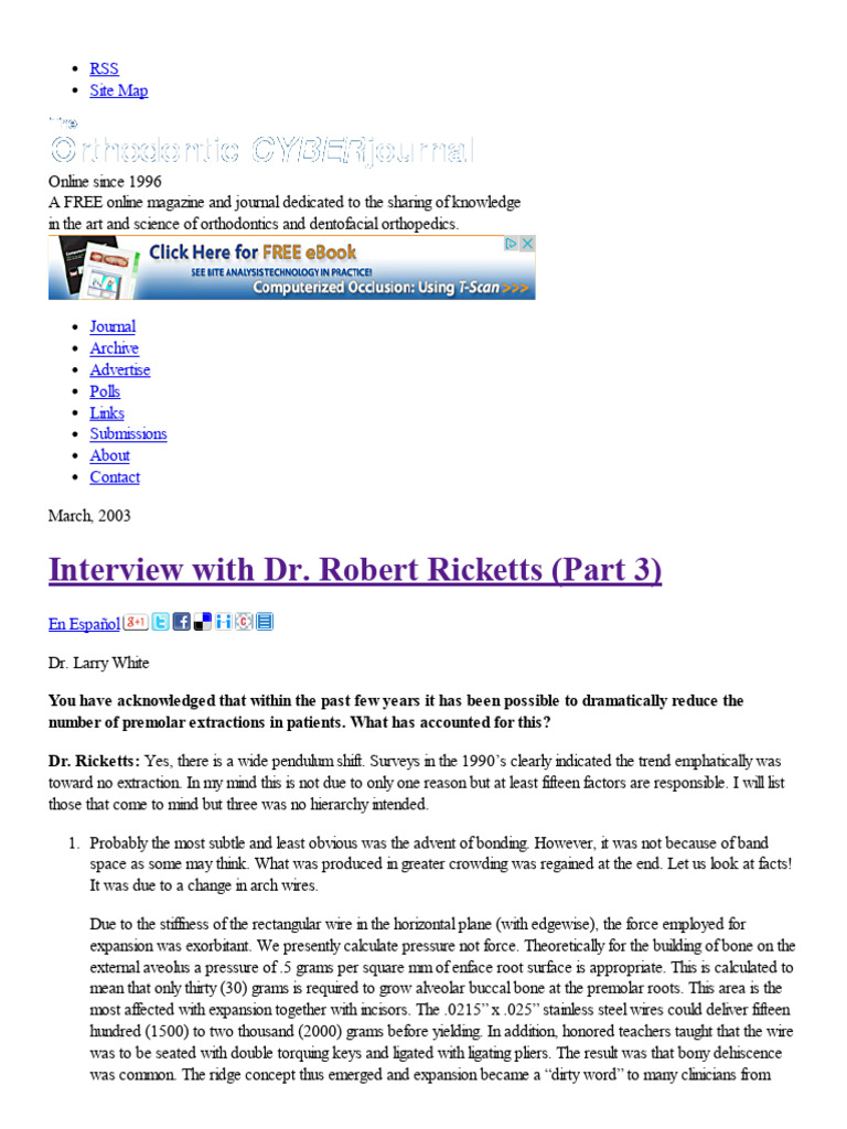 Dr. Ricketts on Non-Extraction Orthodontics | PDF | Dentistry Branches