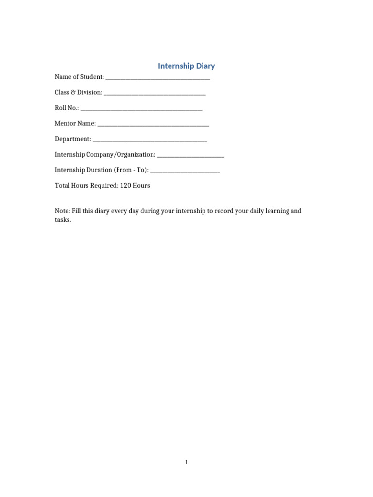 Internship Daily Log Template | PDF | Learning | Behavior Modification