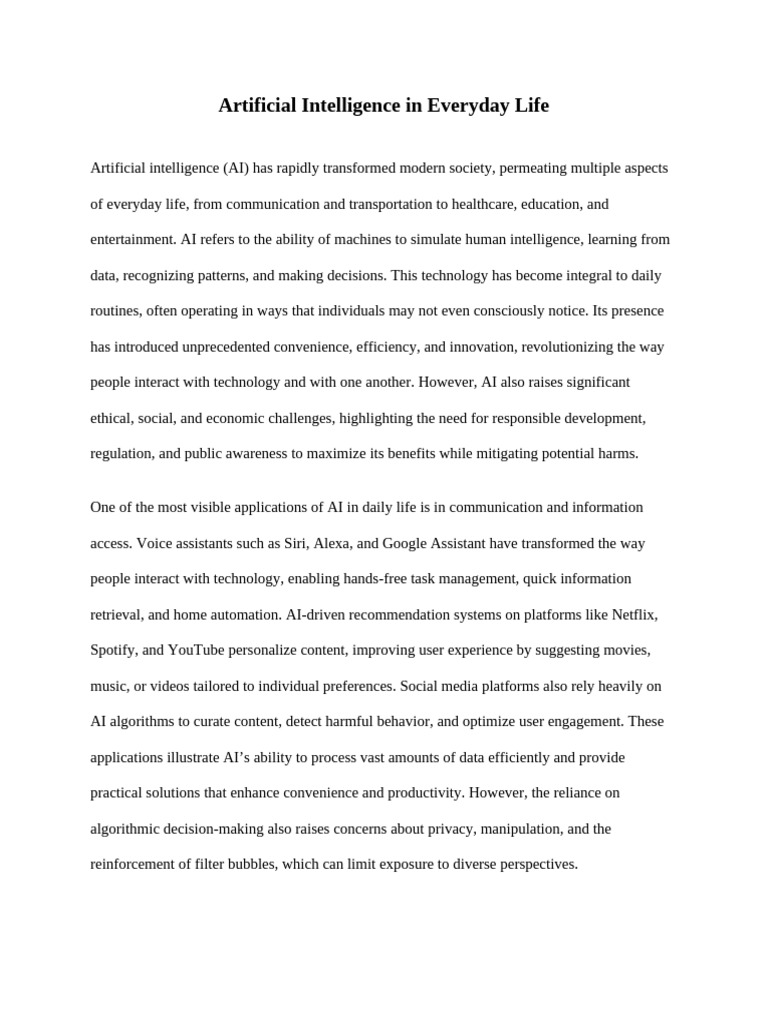 Artificial Intelligence in Everyday Life | PDF | Artificial ...