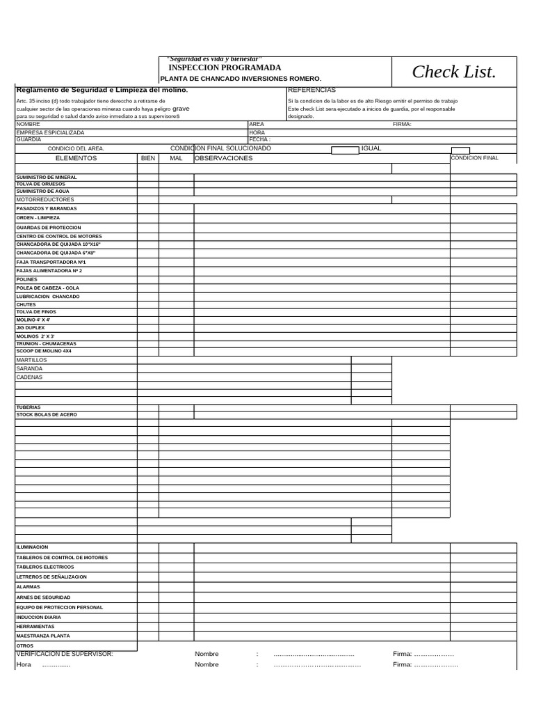 Check List Planta Cmasa | PDF