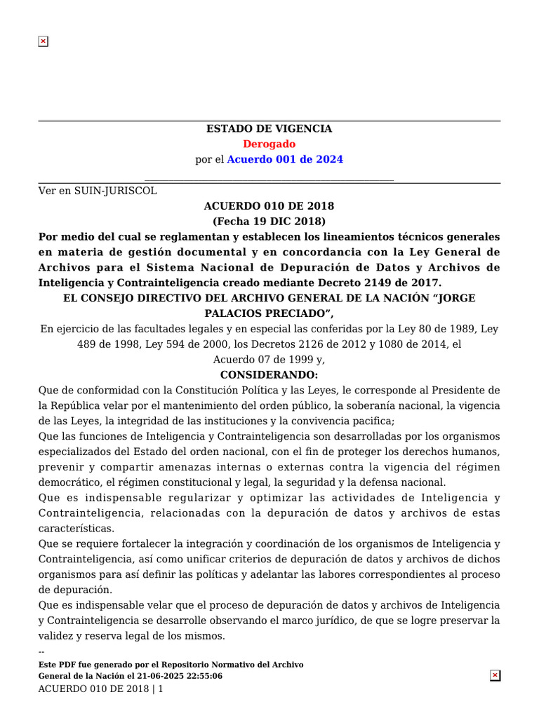 Acuerdo 010 de 2018: Gestión Documental | PDF | Documento | Gestión de ...