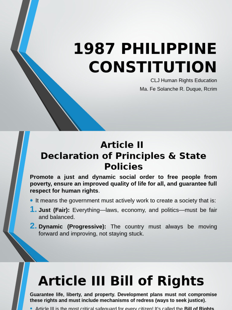 1987 Philippine Constitution Overview | PDF | Economic Inequality ...
