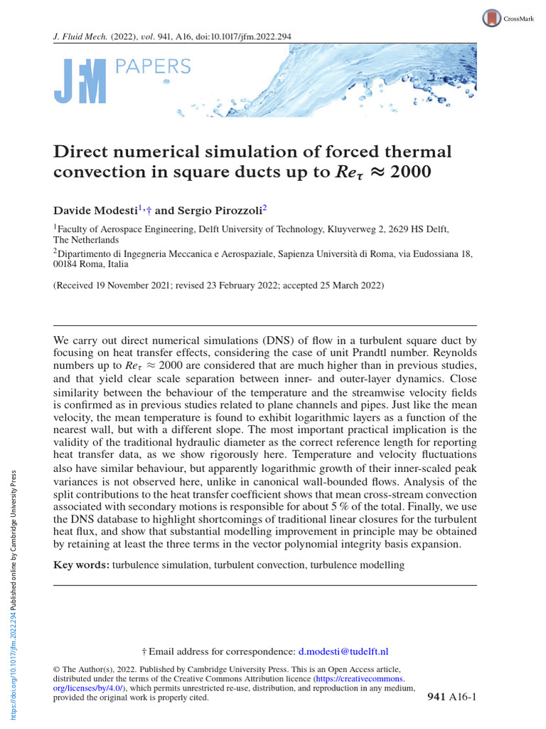 Direct Numerical Simulation of Forced Thermal Convection in Square ...