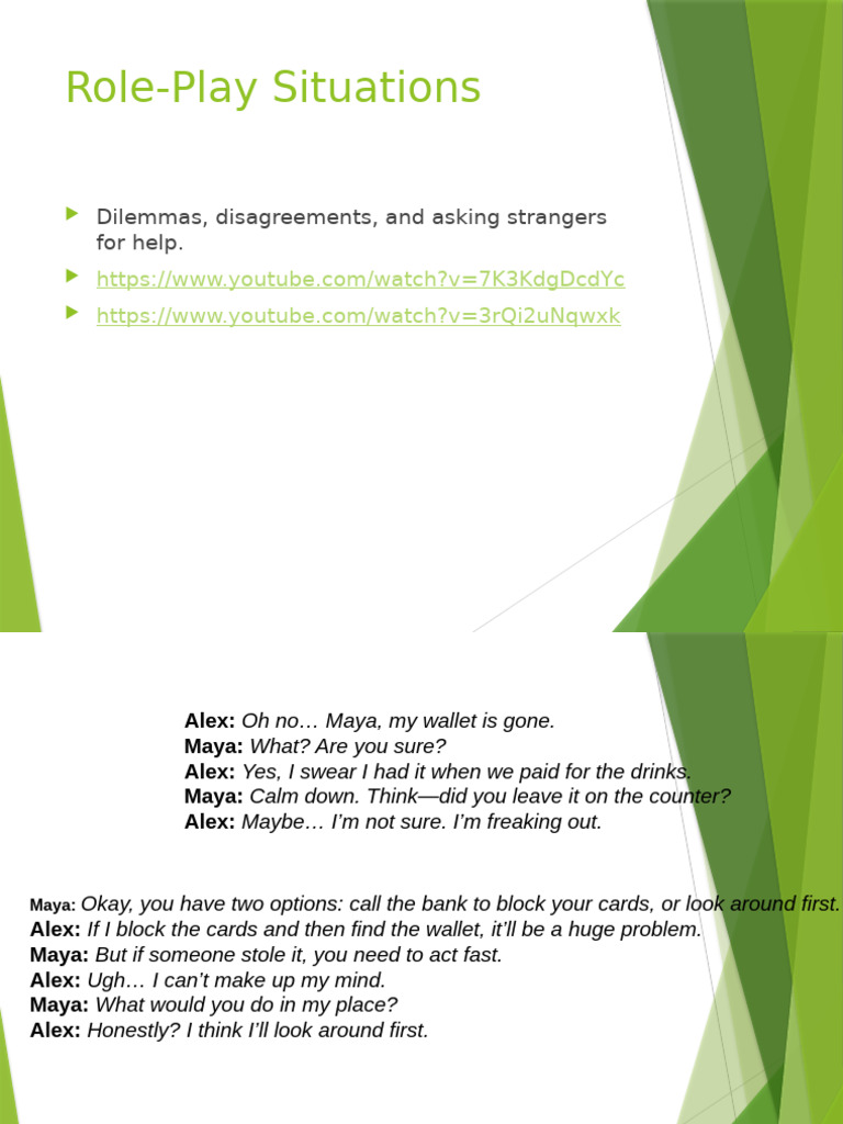 Role-Play Scenarios for Communication Skills | PDF | Linguistics | Syntax