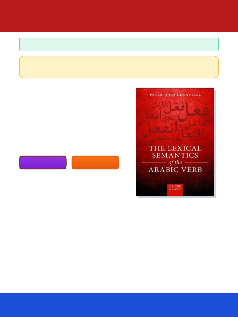 The Lexical Semantics of The Arabic Verb Peter John Glanville Ebook All ...