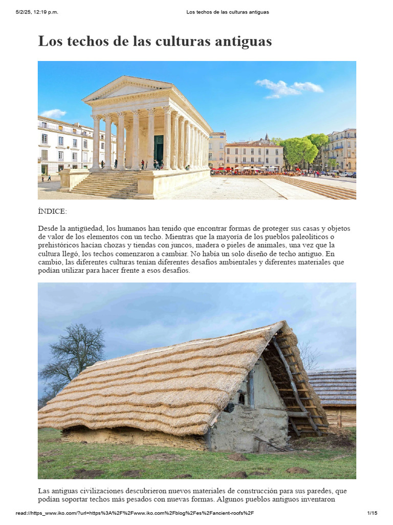 Los Techos de Las Culturas Antiguas | PDF | Techo | templo