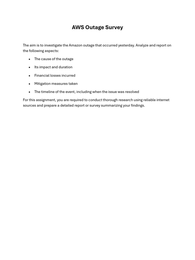 AWS Outage Analysis Report | PDF