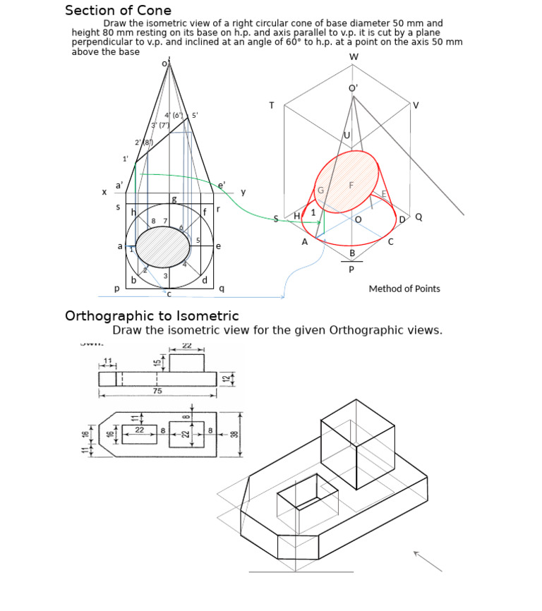 Isometric View of Right Circular Cone | PDF