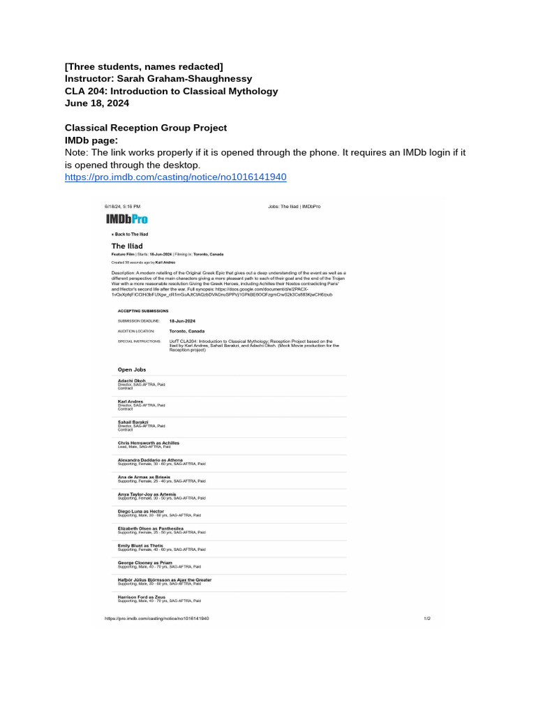 Example - CLA 204 Reception Project-1 | PDF