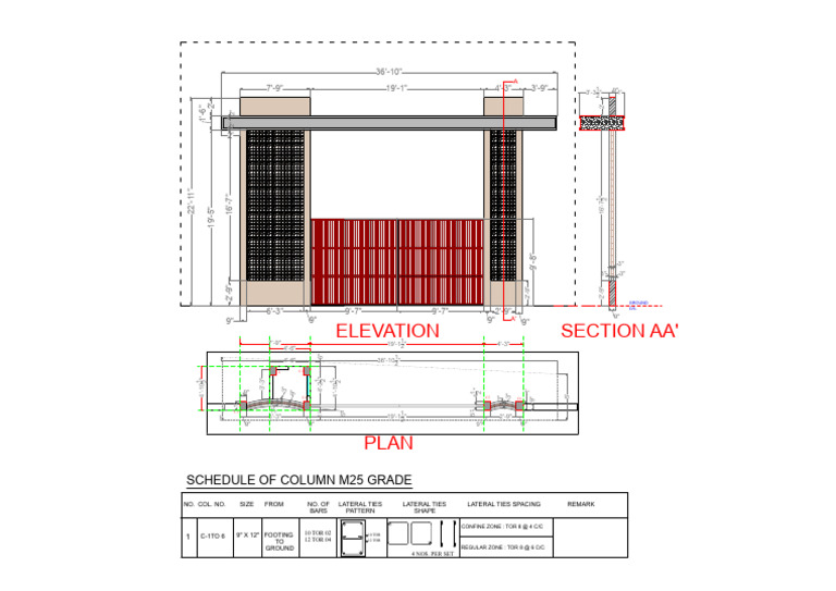 Column Schedule and Elevation Plan | PDF