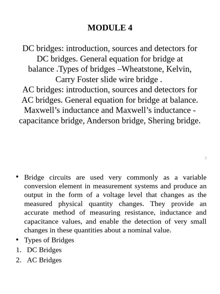 DC and AC Bridge Circuits Overview | PDF | Electrical Impedance ...
