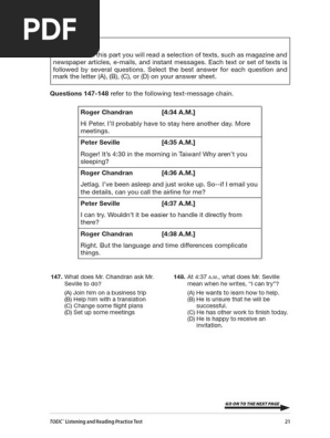 TOEIC Listening & Reading Test Practice | PDF | Airlines