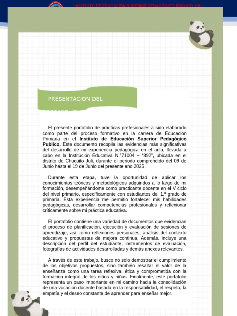 Portafolio de Prácticas Docentes 2025 | PDF | Plan de estudios | Enseñando