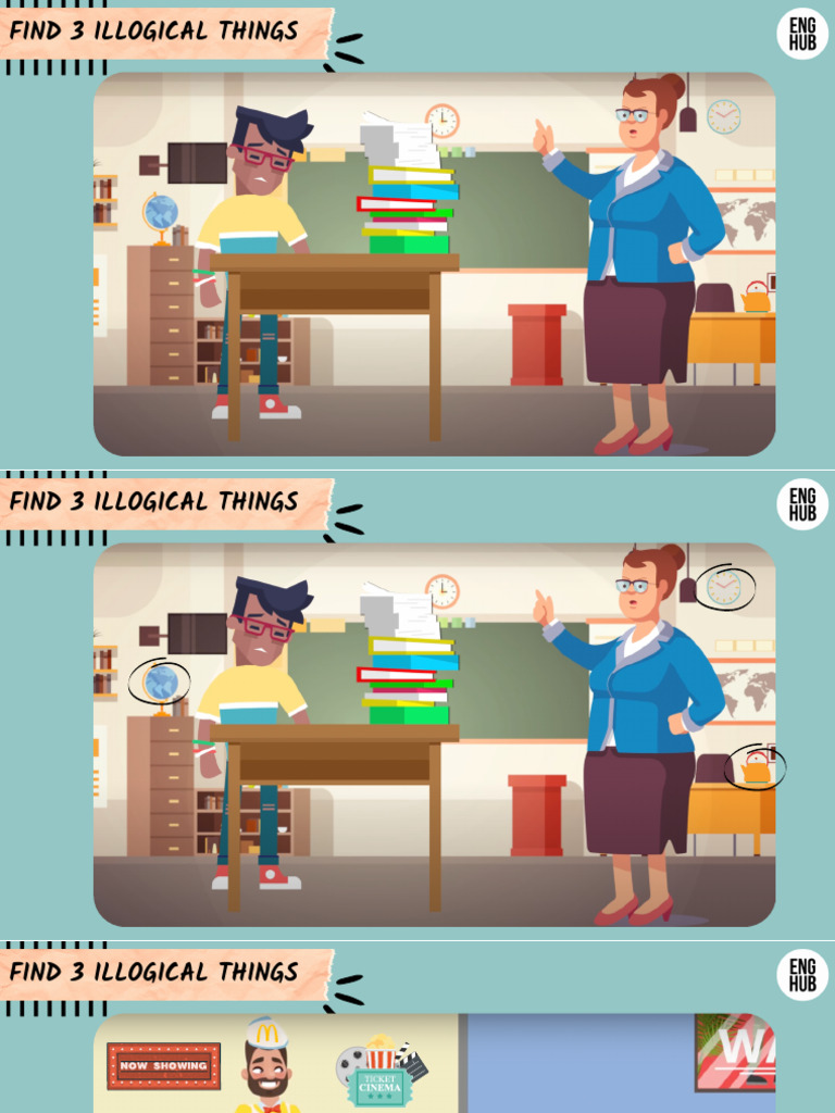 A2+ B2 Find 3 Illogical Things Fun Speaking Game | PDF