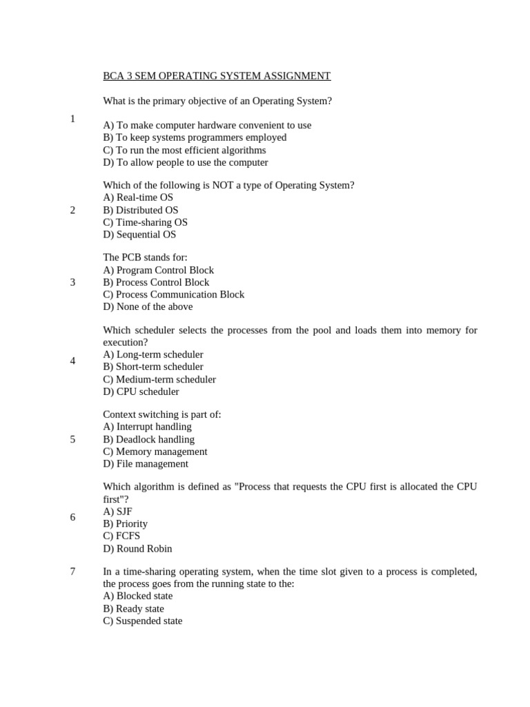 Final Asssignment Os Bca | PDF | Process (Computing) | Scheduling ...