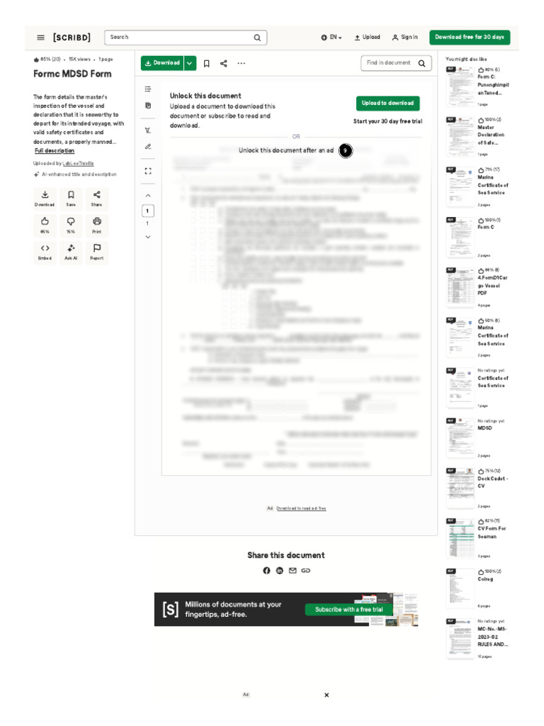 Www Scribd Com Document 418444451 Formc Mdsd Form | PDF | Ships | Cargo