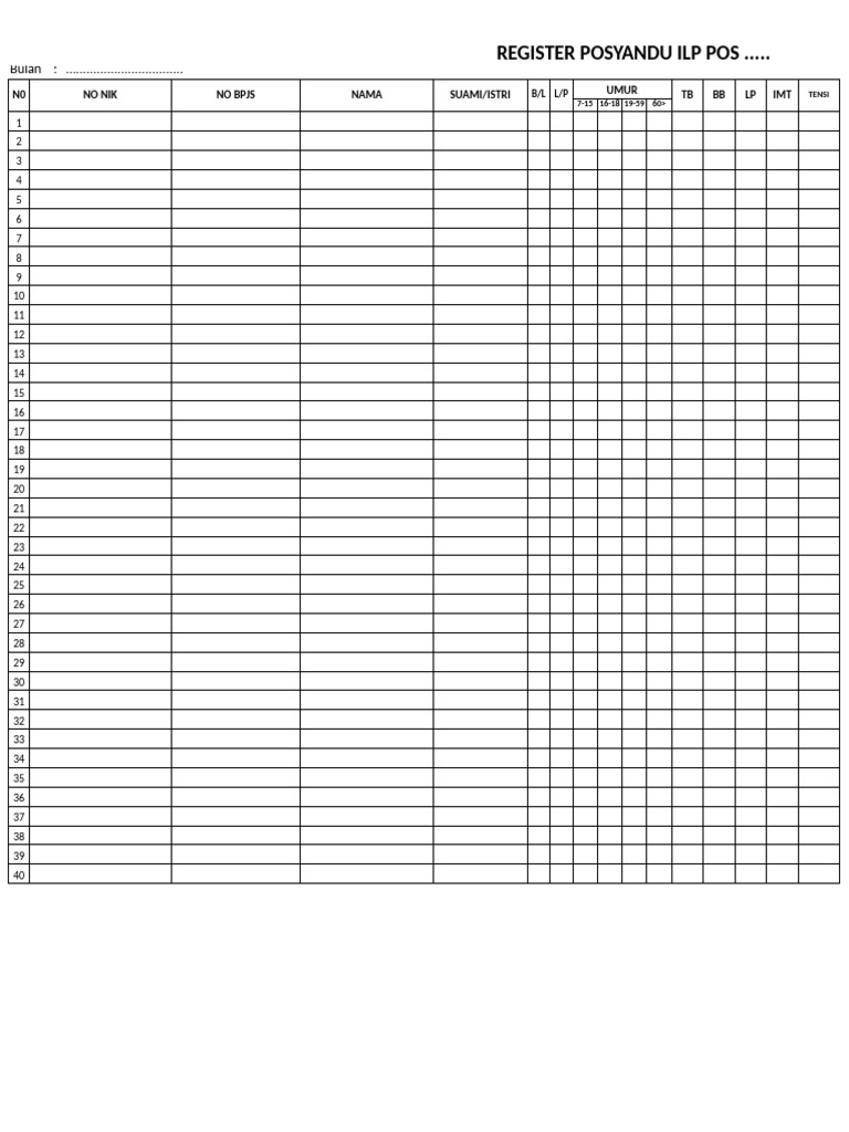 Register Posyandu | PDF