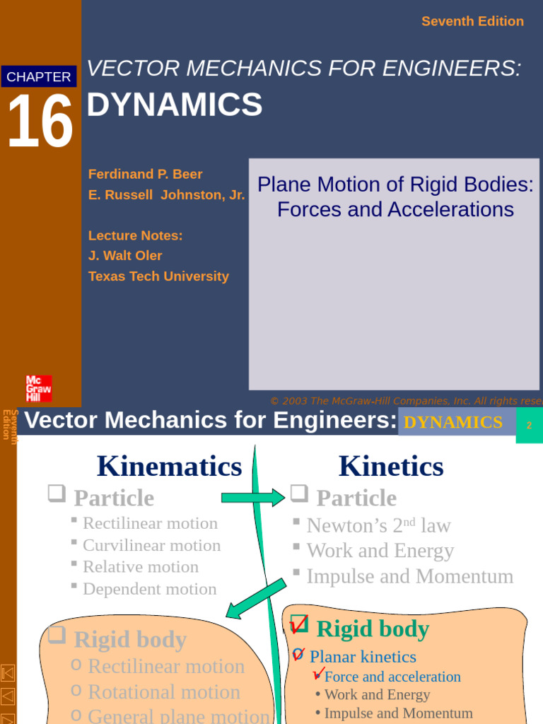 MEC420 CHAPT 4a Kinetics of RB 2D Force Acc | PDF | Force | Rotation