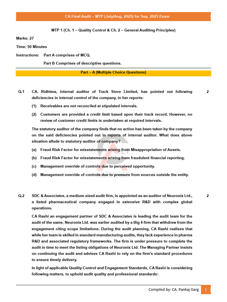 Final Audit MTP 1 - Chapter 1 & 2 | PDF | Audit | Auditor's Report