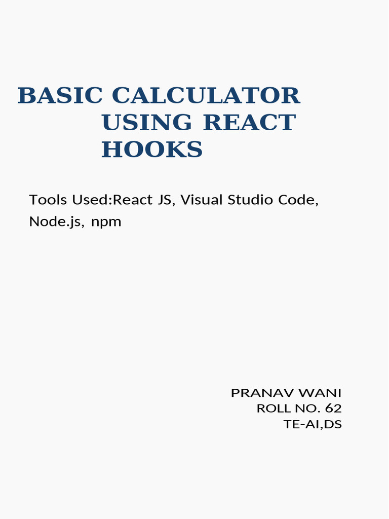 React Hooks Basic Calculator Guide | PDF