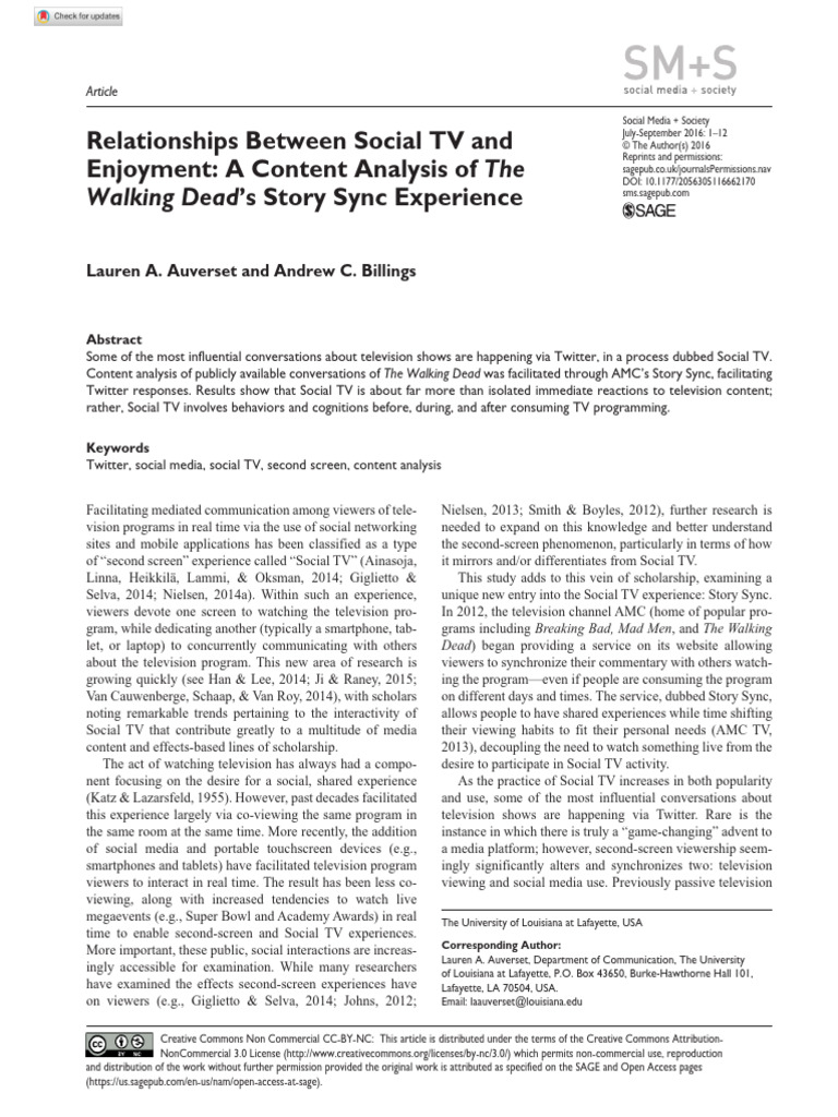 Relationships Between Social TV and Enjoyment a Co | PDF | Hashtag ...