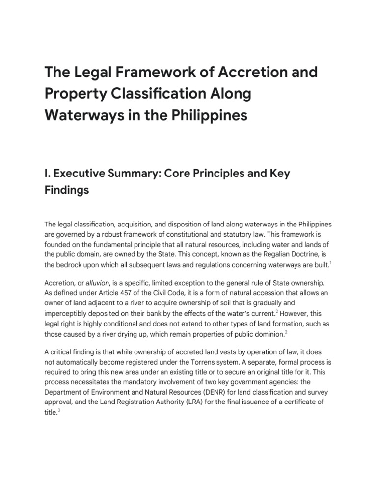 Legal Aspects of Waterway Accretion in the Philippines | PDF | Stream ...