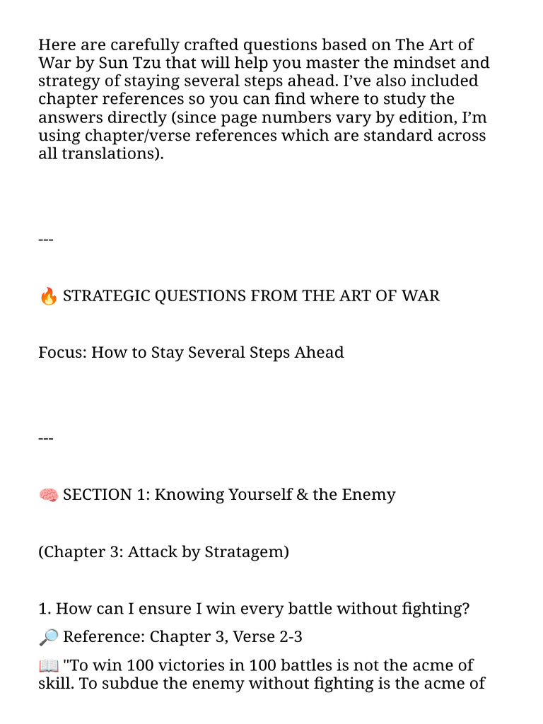 Strategic Questions from The Art of War | PDF | The Art Of War | Military