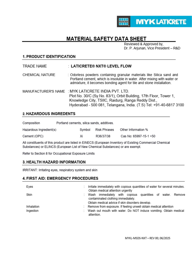 Nxt Flow Level - Msds | PDF | Occupational Safety And Health | Personal ...