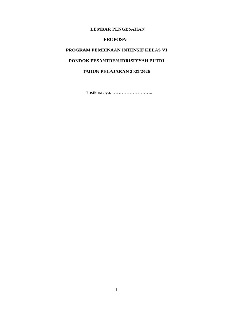 Program Pembinaan Intensif Kelas VI 2025 | PDF