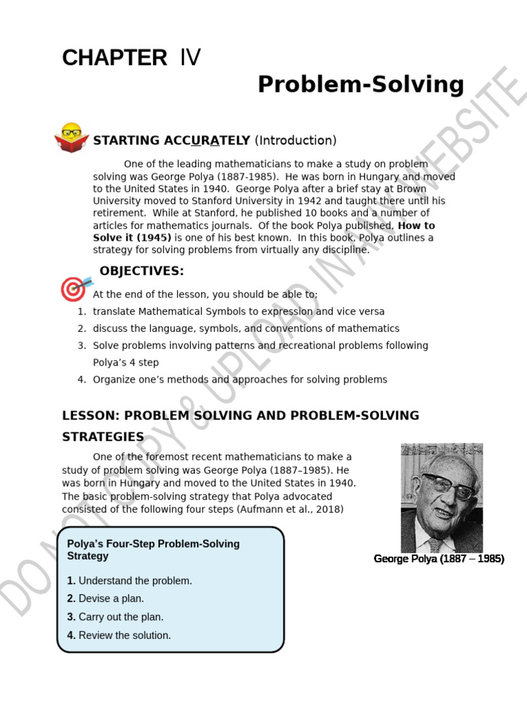 Polya's Problem-Solving Strategies | PDF | Numbers | Variable (Mathematics)